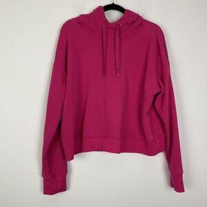 Xersion Pink Pullover Cropped Hoodie Woman’s Size XXL Fleece Lined